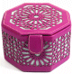 Boite de Rangement artisanale de forme octogonale en cuir avec des jolies motifs argentés - Couleur mauve Boite de Rangement artisanale de forme octogonale en cuir avec des jolies motifs argentes - Couleur mauve