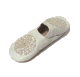Babouche berbere traditionnelle a extremite arrondie pour femmes couleur blanche decoree de strasses
